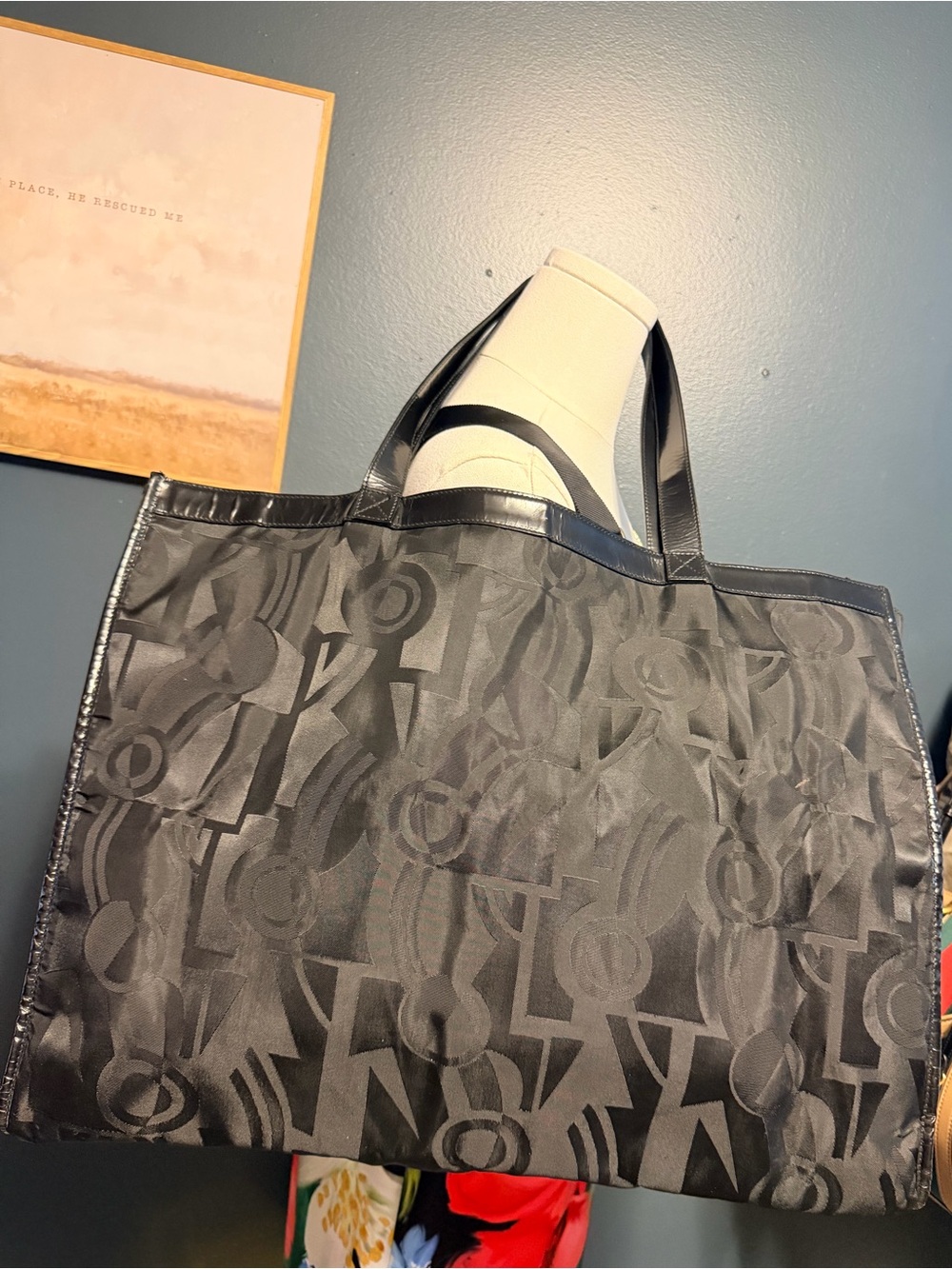 Salvatore Ferragamo Large Black Monogram Tote